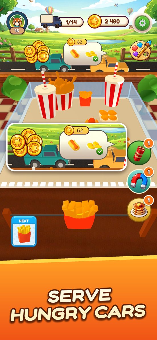 Cars queue up with snack orders above the counter