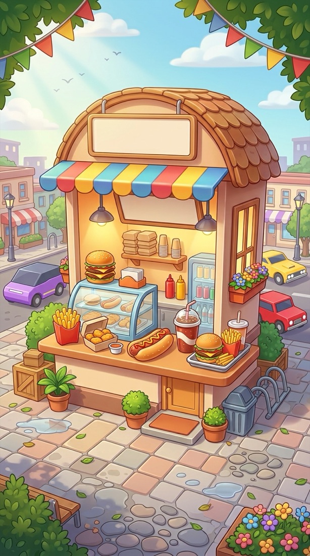 The Food Merge 3D snack stand